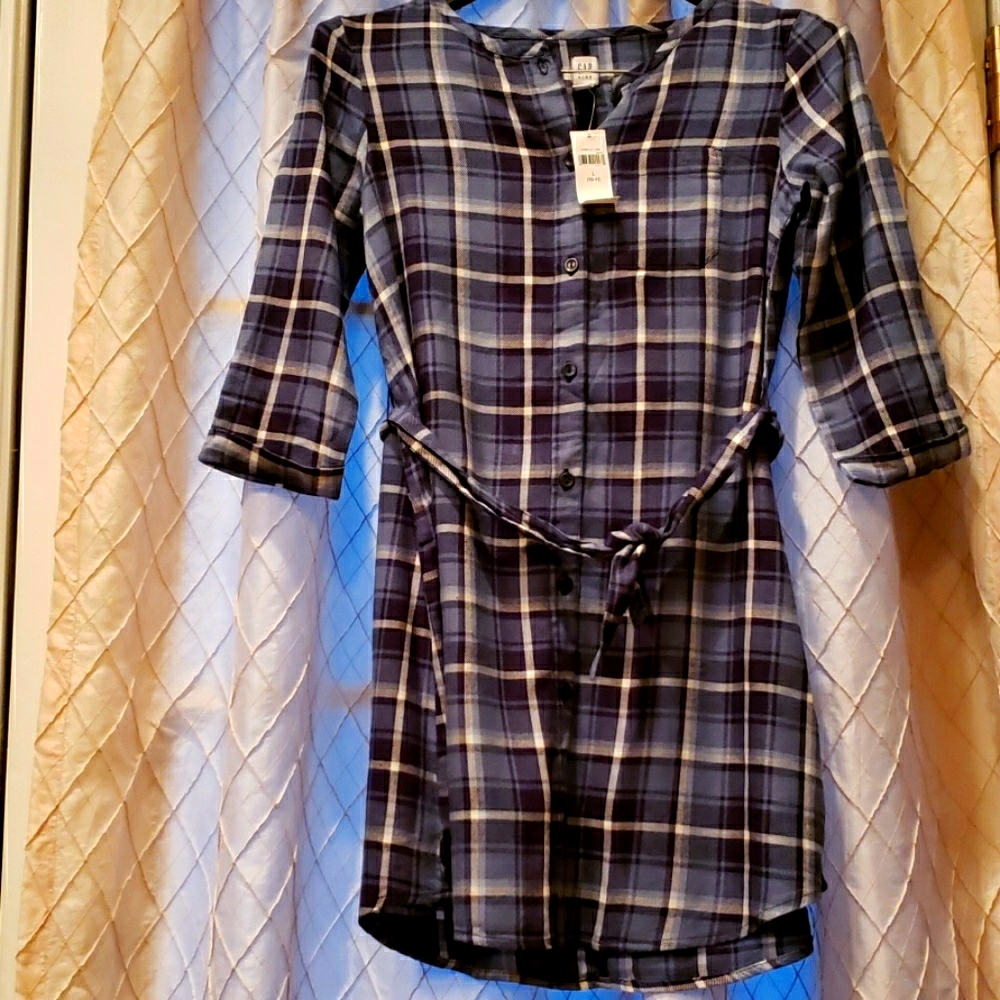 GAP KIDS Belted Shirt Dress. Sz L. NWT